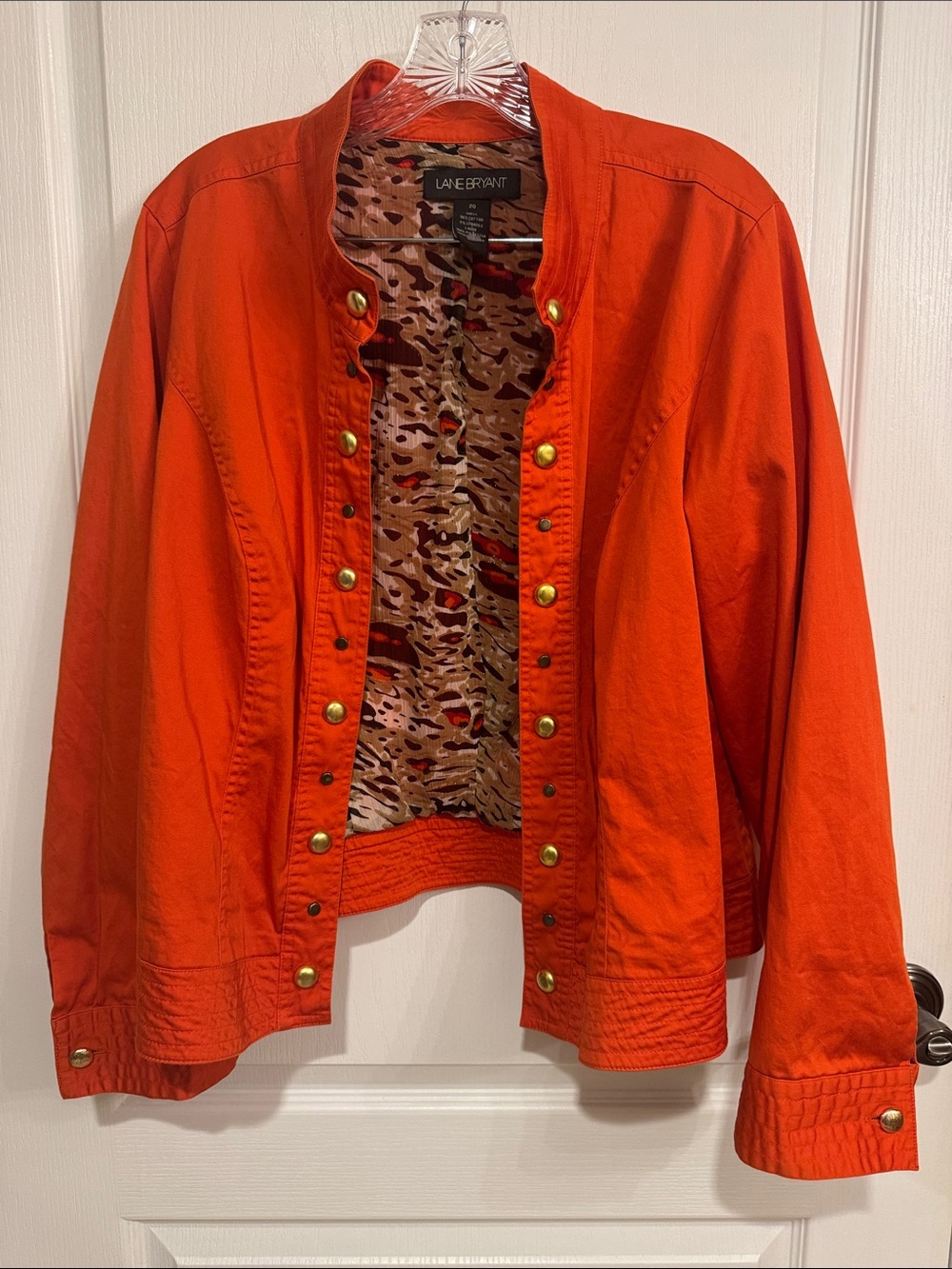 Lane Bryant Orange Button-Front Lightweight Jacket